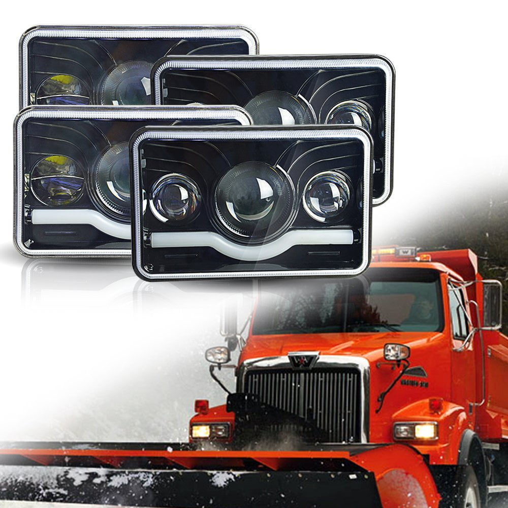4Pcs 4x6/" Inch LED Headlights with DRL for H4651 H4652 H4656 H4666 Sealed Beam