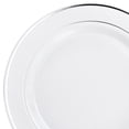 thumbnail image 5 of " OCCASIONS " 80 Plates Pack,(40 Guests) Heavyweight Premium Wedding Party Disposable Plastic Plates Set -40 x 10.5'' Dinner + 40 x 7.5'' Salad / Dessert (White & Silver Rim), 5 of 8