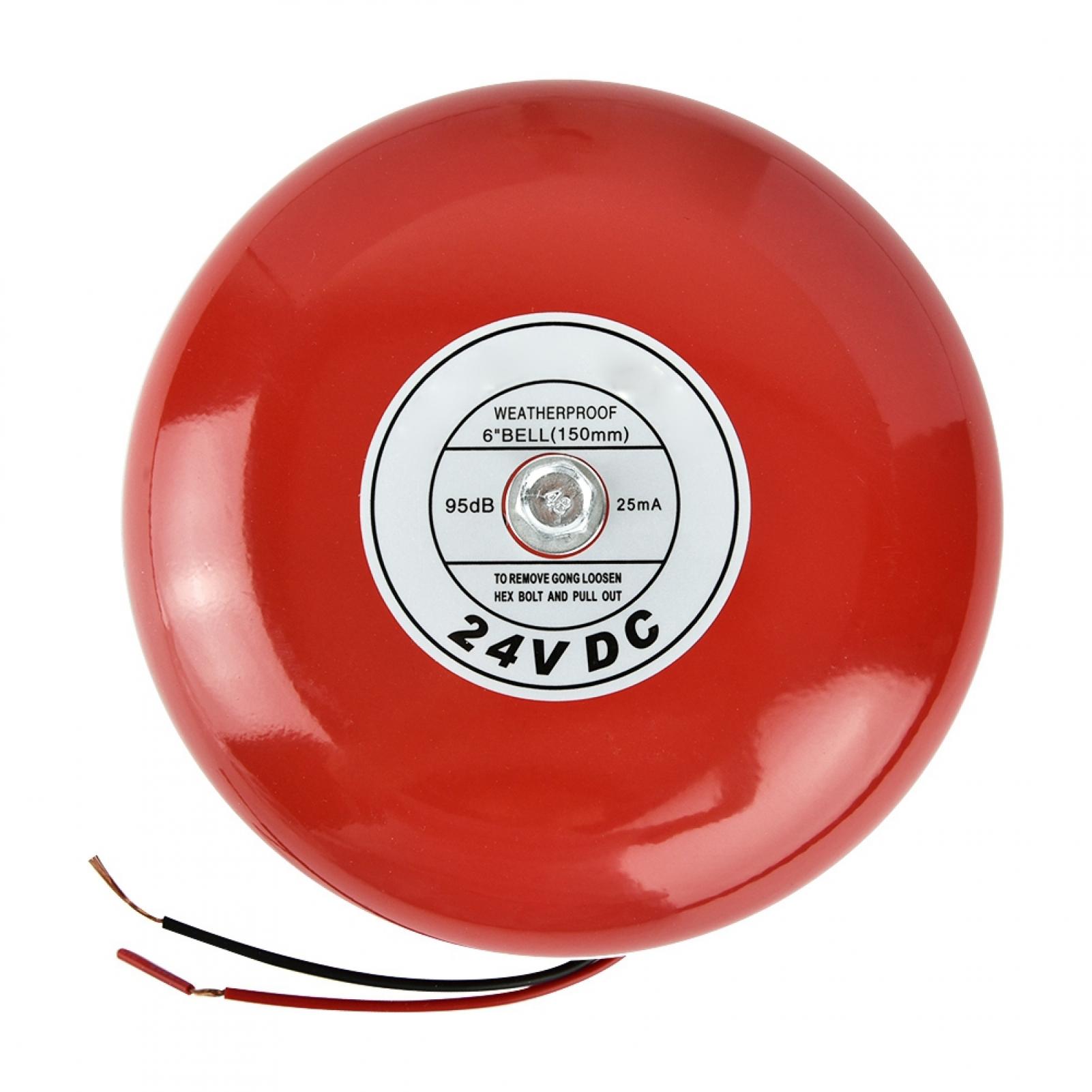 Tebru Alarm Bell,24V Metal Round Alarm Bell Security Fire Alarm Bell