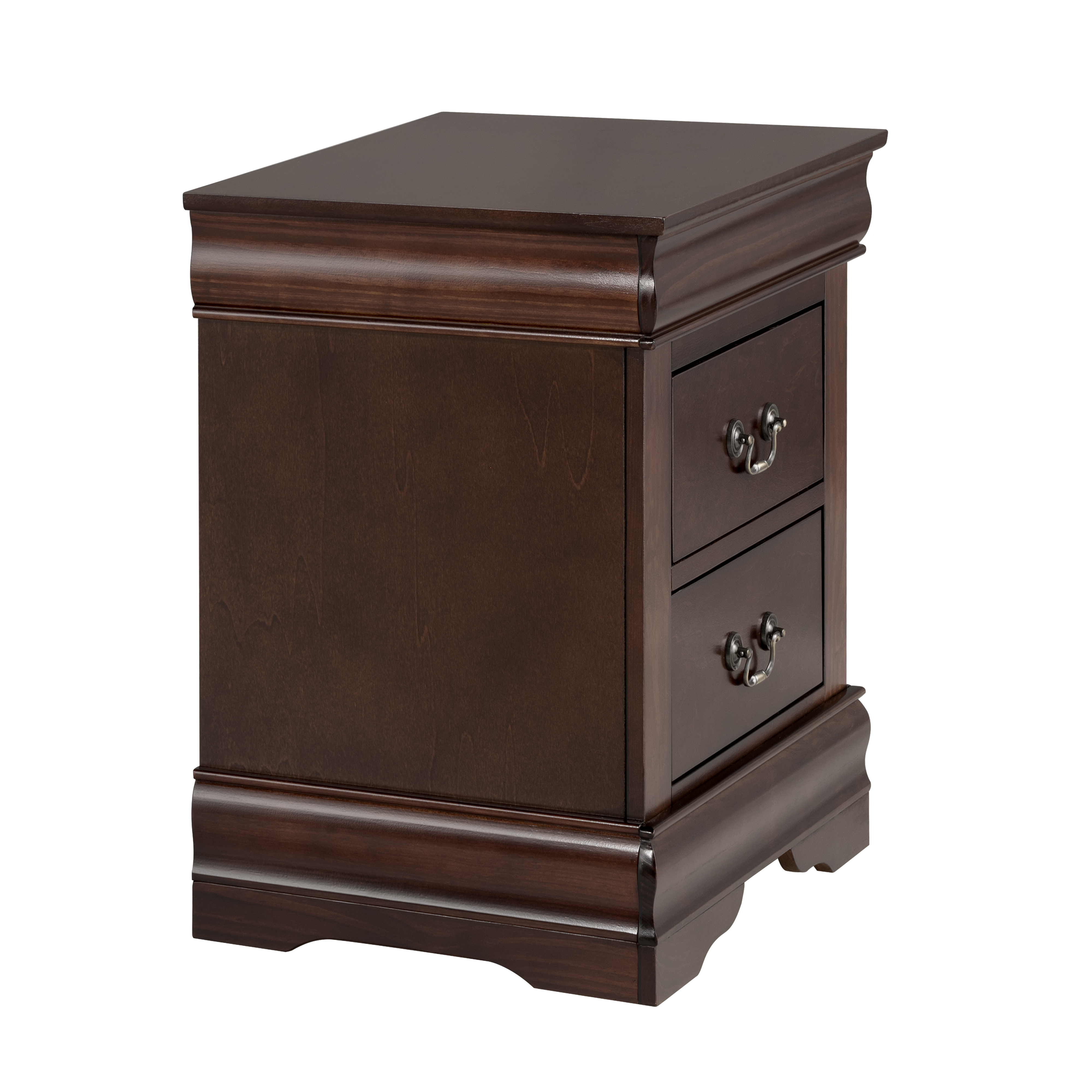 Traditional Solid Wood Nightstand with 2 Drawers in Black / Dark Cherry / White