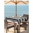 thumbnail image 3 of Outdoor Tablecloth with Umbrella Hole for Patio/Picnic/Party/Camping, Black Striped Waterproof Table Cloth Square Cover Washable, Farmhouse Aesthetic Modern Stripes (60"x 60"), 3 of 9