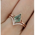 thumbnail image 2 of Unique Kite Cut Green Moss Agate Engagement Ring Set 14k Rose Gold plated Engagement CZ Ring For Women, 2 of 5