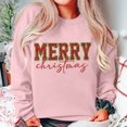 thumbnail image 4 of Wang6 Womens Whtie Graphic Sweatshirts Trendy Crew Neck Long Sleeve"Merry Christmas"Pullovers Casual Side Slit Hem Bow Tshirts Tops X_Pink XL, 4 of 6