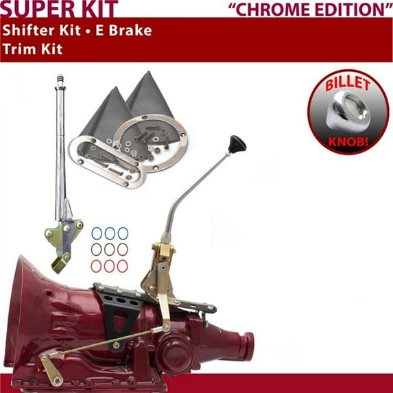 American Shifter TH350 Shifter Kit Chrome 10 in. E Brake Trim Kit for EFA50