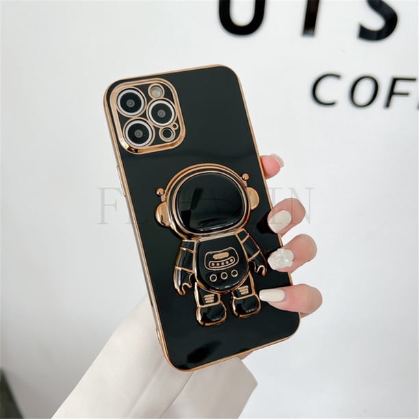 3D Nuevo Astronauta Soporte Plateado Funda De Teléfono Para iPhone 11 12 13 14 Pro Max Cámara Lente Protección Silicona