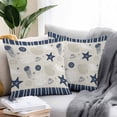 thumbnail image 3 of Outdoor Pillow Cover Dark Blue Starfish Shell Set of 2 Waterproof Throw Pillowcases Ocean Jellyfish Coral Stripe Decorative Patio Furniture Pillows for Couch Garden Indoor & Outdoor Use, 3 of 9