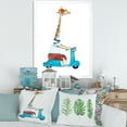 thumbnail image 3 of Designart 'Giraffe Dressed Up Wearing Helmet & Riding Blue Scooter' Children's Art Framed Art Print, 3 of 4