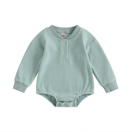 

Baby Boys Girls Sweatshirts Rompers Solid Color Long Sleeve Infant Waffle Jumpsuits Fall Toddler Clothes Bodysuits 0-24 Months