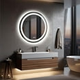 thumbnail image 1 of Wisfor Bathroom Mirror with LED Light: 24 Inch Dimmable Illuminated Circle Wall Mounted Vanity Mirror with Demister Pad Smart Touch Sensor for Makeup Shaving Hairdressing, Front Lighted + Backlit, 1 of 8
