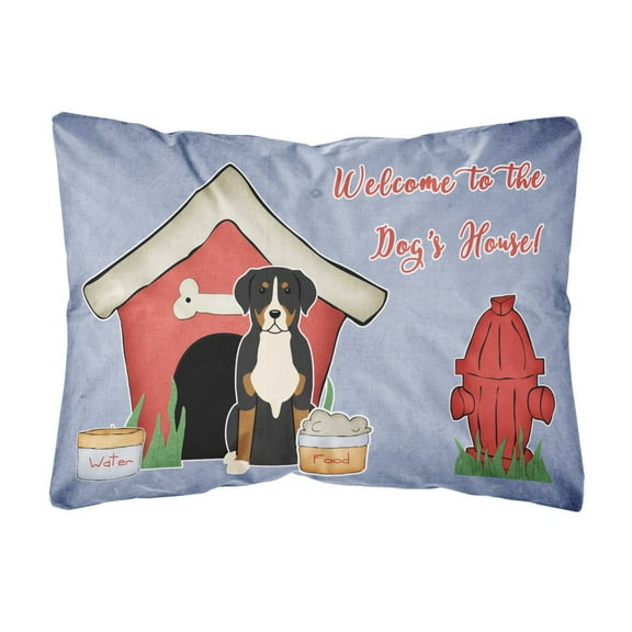 Carolines Treasures BB2791PW1216 Dog House Collection Greater Swiss Mountain Dog Canvas Fabric Decorative Pillow  12H