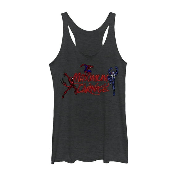 Women's Marvel Maximum Carnage Trio  Racerback Tank Top Black Heather Medium