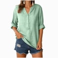 thumbnail image 7 of Paguaki Womens Tops V Neck Mid Length Sleeve Top Summer Top for Women Dressy Casual Solid Color Casual Blouse Shirt Top, 7 of 7