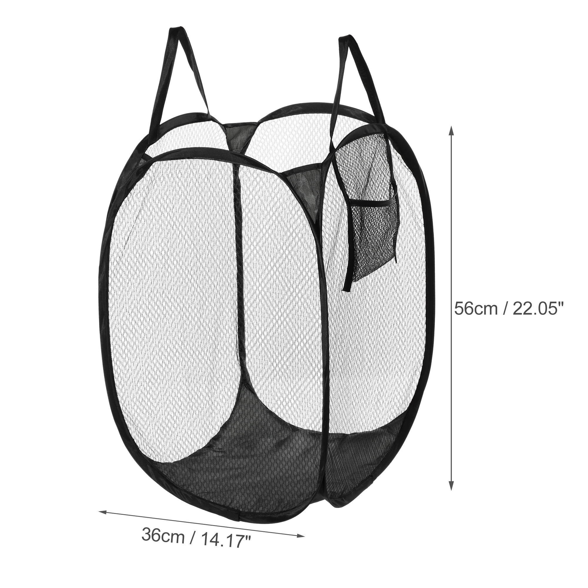 Unique Bargains Durable Folding Laundry Hamper for Bathroom 1 Pc Black