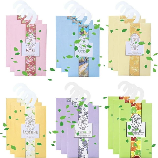 LOVEVER Sachet Parfumé 18 Pcs Sacs de Sachets Parfumés Sac d'Aromathérapie Désodorisants pour Garde-Robe Désodorisants pour Tiroirs Longue Durée pour Tiroirs Placards Garde-Robes Salles de Bain Voitures