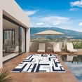 thumbnail image 3 of Modern Geometric Navy Blue Outdoor Rug for Patio/Deck/Porch, Non-Slip Large Area Rug 5 x 8 Ft, Abstract Minimalist Artwork Lines Indoor Outdoor Rugs Washable Area Rugs, Camping Rug Carpet Runner, 3 of 8