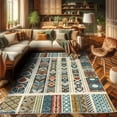 thumbnail image 2 of Ambesonne Bohemian Decorative Rug Carpet, Modern Ethnic Themed Art, 4' X 5' 5", Petrol Blue Paprika and Ivory, 2 of 5