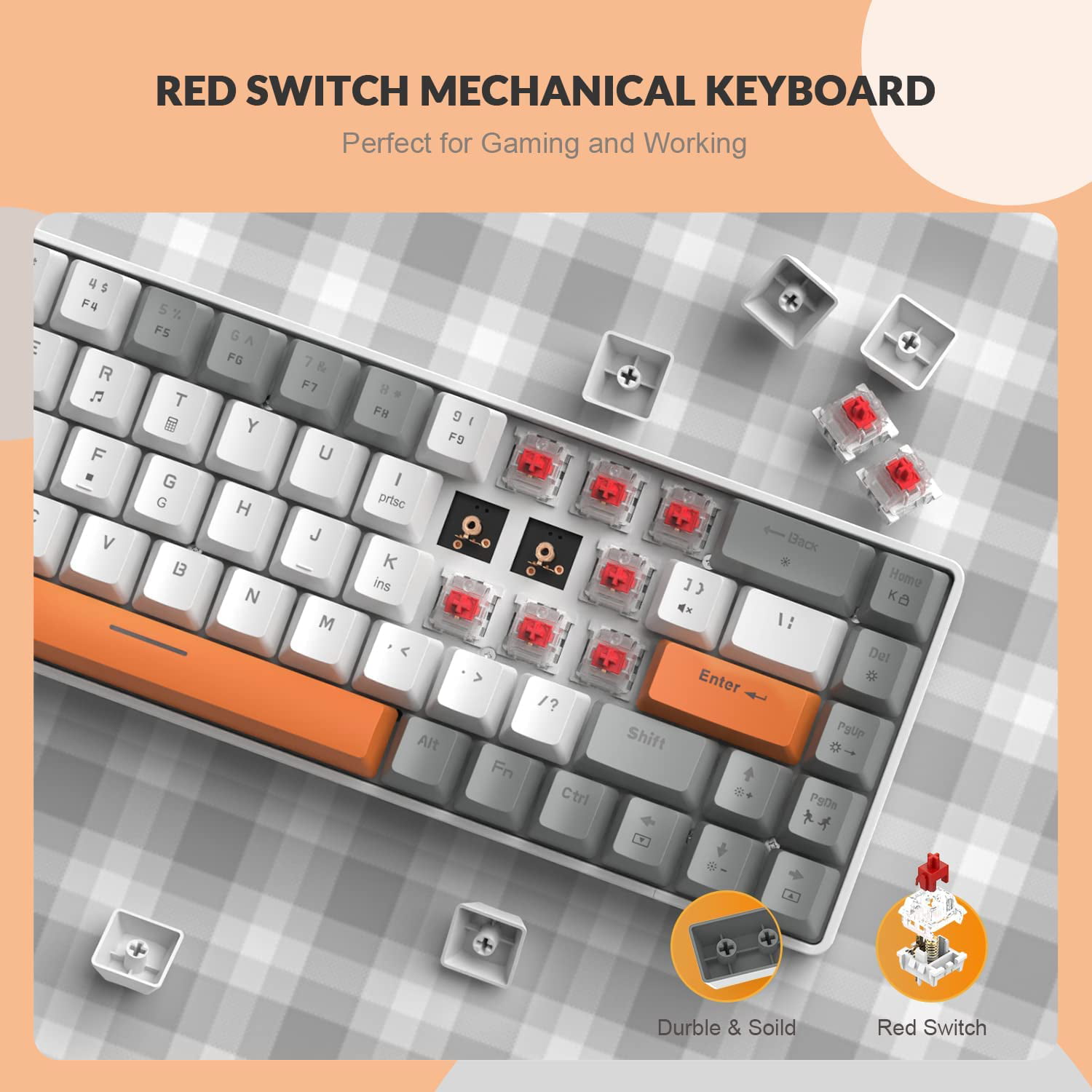 TMKB 60 Percent Keyboard,Gaming Keyboard,LED Backlit Ultra-Compact 68 Keys  Gaming Mechanical Keyboard with Separate Arrow/Control Keys, T68SE, Red Swi  for Sale in Glendale, AZ - OfferUp