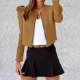 thumbnail image 2 of Articles en Liquidation Chemises pour Femmes Chemises pour Femmes en Mélange Couleur Unie Col Rond Fermeture Éclair Veste Bouffante à Manches Longues pour Femmes, 2 of 4