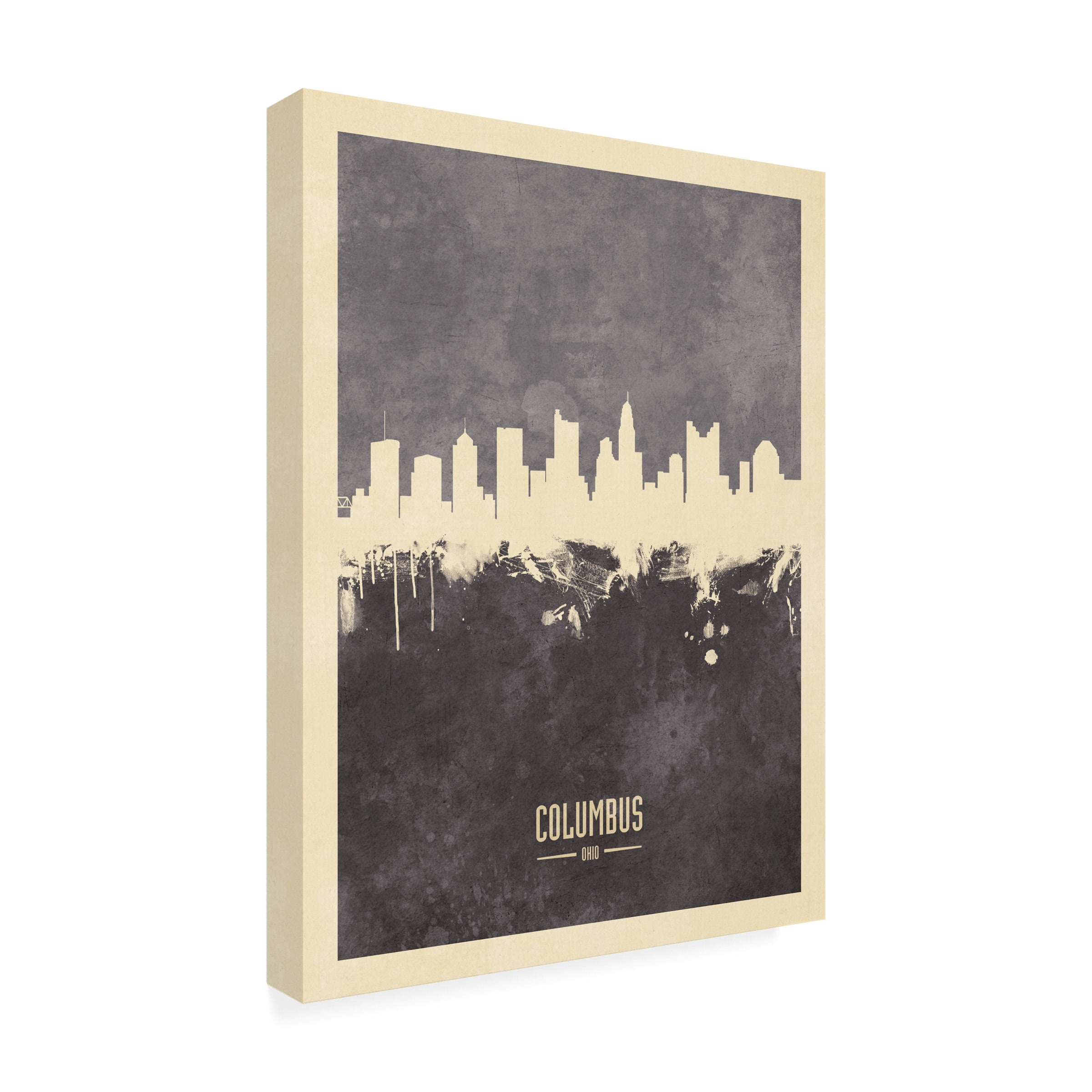 Michael Tompsett 'Columbus Ohio Skyline Gray' Canvas Art