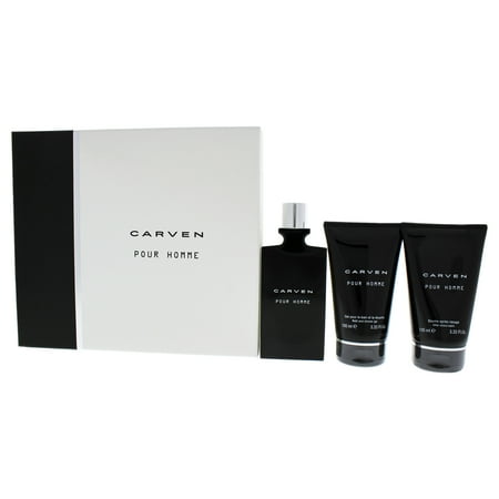 Gift Set After Shave Pour Homme by Carven for Men - 3 Pc Gift Set 3.33oz EDT Spray, 3.33oz After Shave Balm, 3.33oz Bath and Shower Gel ()