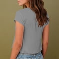 thumbnail image 5 of Women's V-Neck Crop Top, Short Sleeve Casual Solid Color T-Shirt Y2K Tops Travel Outfit Gray S, 5 of 6