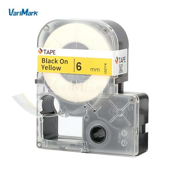 VariMark Self-Adhesive Label Tape Self-Laminating Labels Replacement Label Maker Black on Yellow 0.24 Inch(6mm)x27.9 Feet(8.5m) Waterproof and ...