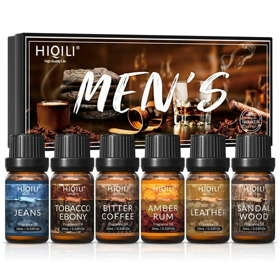 HIQILI MEN Fragrance Oil Set,  6PCS*10ML Premium for Men, Candle Soap Making, DIY Perfume, Diffuser
