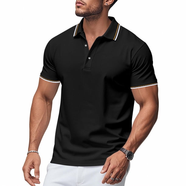 Blusa y camisa de manga corta con cuello vuelto para hombre, de verano, de malla, informal, holgada, con solapa y botones, de poliéster.