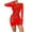 Red, variant on Women Fishnet Mini Dress Long Sleeve Sheer Hollow Out Solid Color Tight Bodycon Lingerie Spring Summer Home Sleep Breathable Stretchy Club Night Party