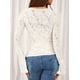 thumbnail image 4 of Blusa PRETTYGARDEN de Encaje Beige Transparente con Mangas Acampanadas Largas M, 4 of 8