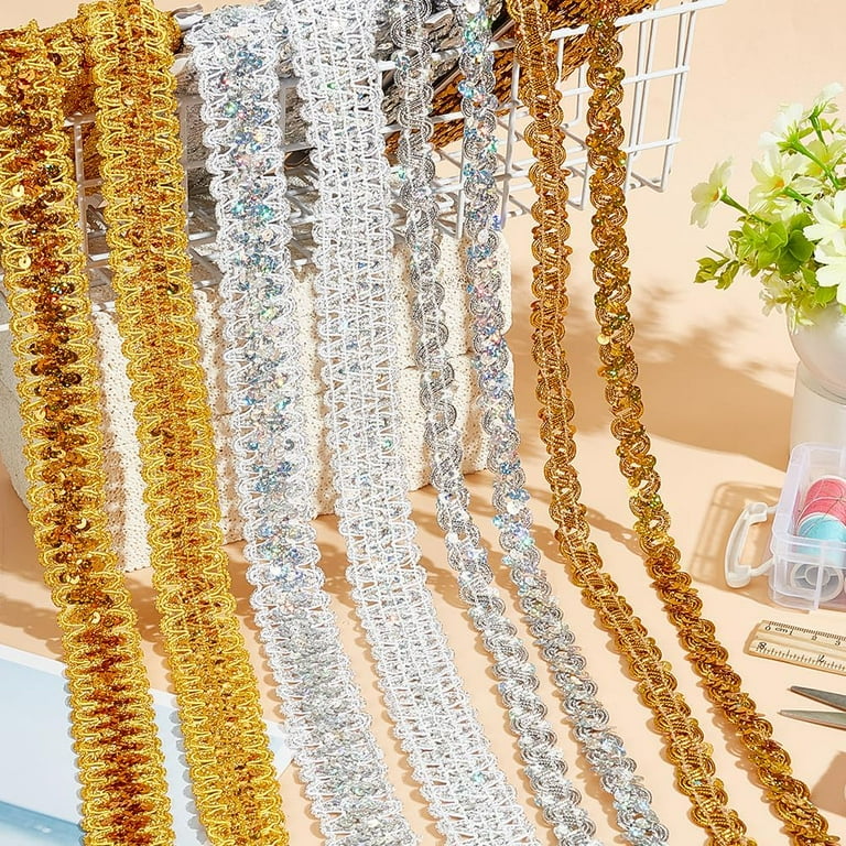 14 Yards Metallic Sequin Trim Sewing Ribbon 3/4 inch Wide