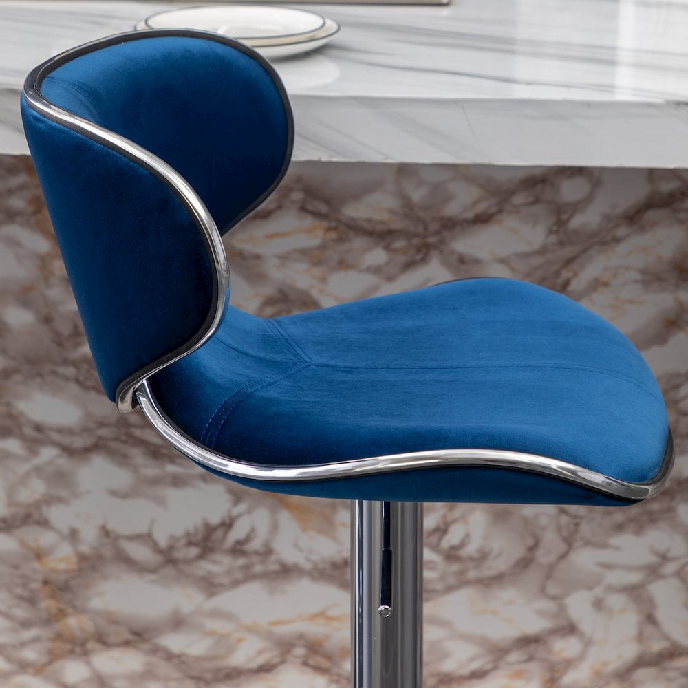 Roundhill Furniture Masaccio Bar Stool with Adjustable Height & Swivel, Blue, Set of 2