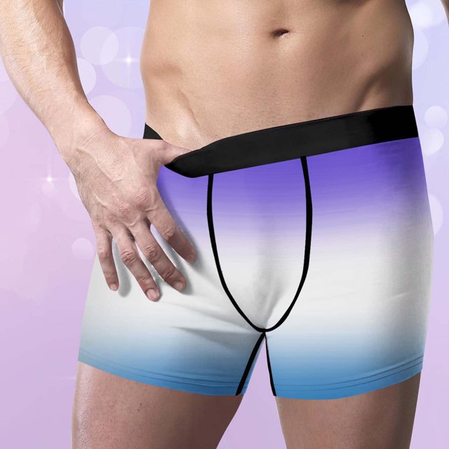 ylioge Mens Underwear Boxer Briefs Casual Mid Waisted Stretchy Gradient Printed Breathable Basic Comfort Full-Coverage Boxers