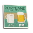 thumbnail image 1 of Portland, Oregon, Coffee in the AM, Beer in the PM (Absorbent Ceramic Coasters Set of 4 Matching Images, Cork Back, Kitchen Table Decor), 1 of 3