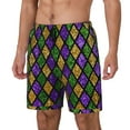 thumbnail image 2 of Fotbe Mardi Gras Shiny Green Purple Men’s Swim Trunks Quick Dry Swim Shorts Board Shorts with Mesh Lining-3X-Large, 2 of 9