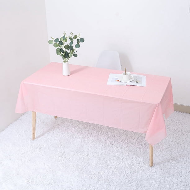 Xiao Hua 10 manteles rectangulares de plástico desechables, impermeables, de colores, para fiestas, de 135 x 275 cm, para picnic, cocina y cumpleaños (rosa y rojo).
