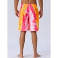 thumbnail image 3 of DARING DIVA Men's Tie-dyed Pattern Drawstring Elastic Waist Board Shorts 36 Pink Yellow, 3 of 6