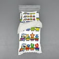 thumbnail image 1 of Ambesonne Cartoon Bedding Set 3 Pcs, Cheerful Happy Trains, Twin XL, Multicolor, 1 of 3