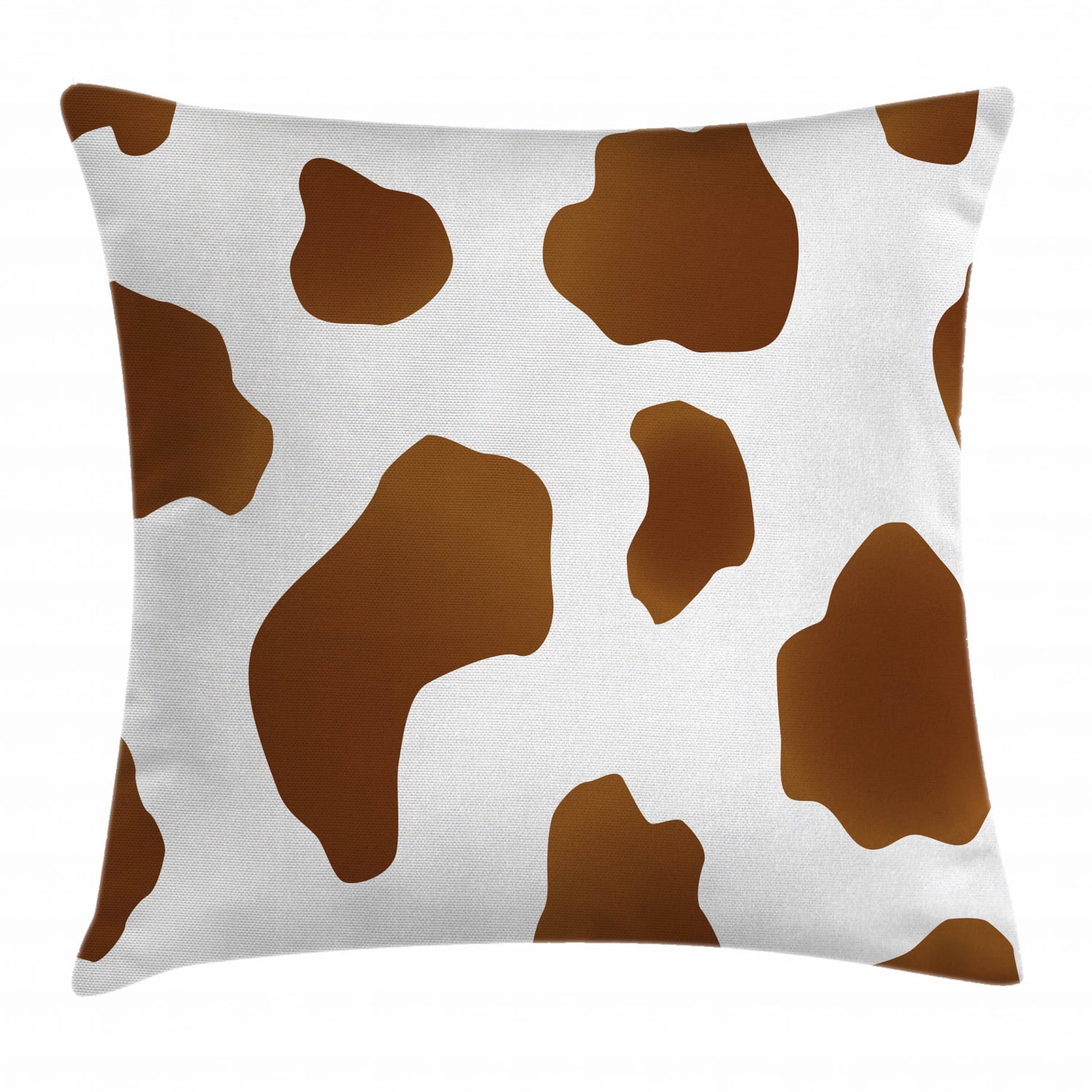 Cow Print Throw Pillow Cushion Cover, Brown Spots on a White Cow Skin