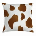 thumbnail image 1 of Cow Print Throw Pillow Cushion Cover, Brown Spots on a White Cow Skin Abstract Art Cattle Fur Farm Animals Cowboy Barn, Decorative Square Accent Pillow Case, 18 X 18 Inches, White Brown, by Ambesonne, 1 of 2