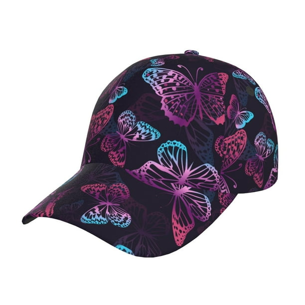 Fotbe Purple Butterfly Gorro Clásico de Béisbol, Gorra Ajustable con Broche Snapback, Gorro de Exterior de Algodón Suave