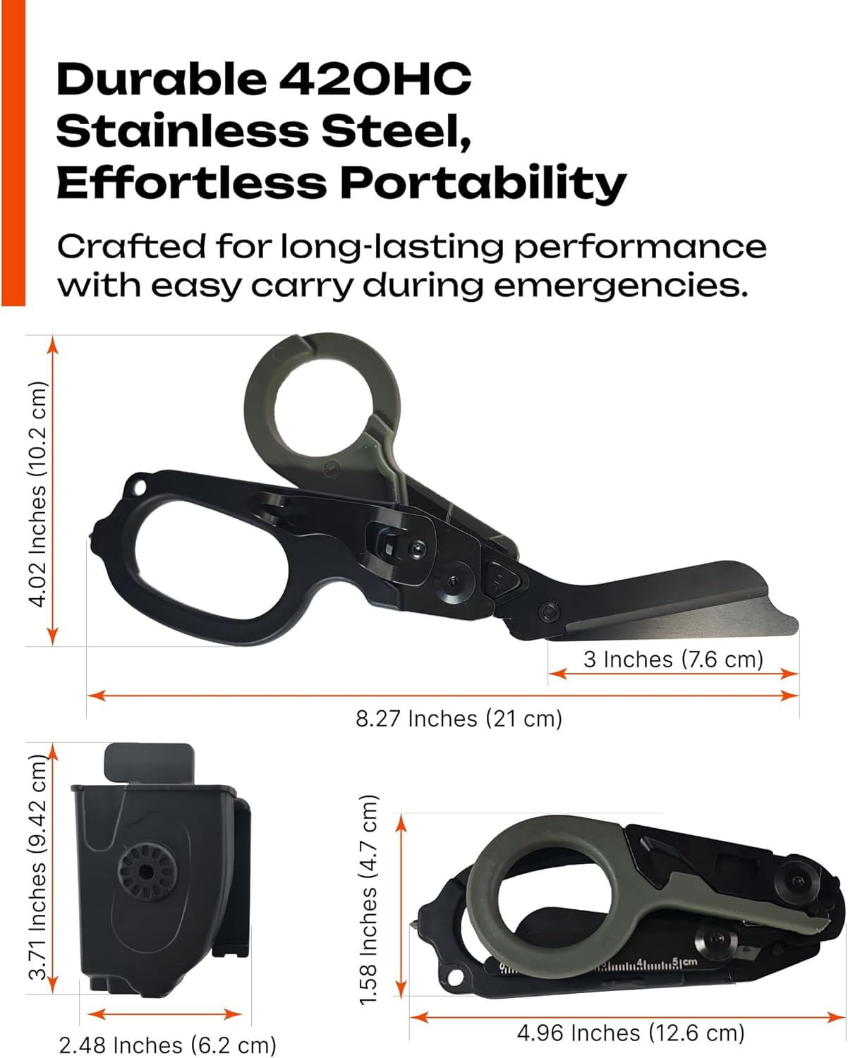Trauma Shears Foldable Tactical Scissors - 6-in-1 Heavy Duty Emergency Response Folding Shear