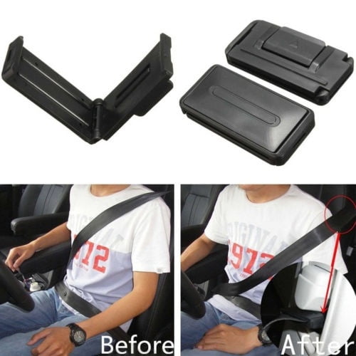 2Pcs Blue Universal Fit Car Seatbelt Adjuster Clip Belt Strap Clamp Shoulder Neck Comfort Adjustment Child Safety Stopper Buckle 