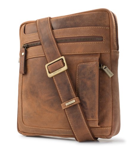 visconti leather distressed messenger bag