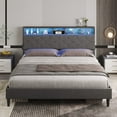 Queen Bed Frame with Headboard, Platform Bed Frame with LED Lights and