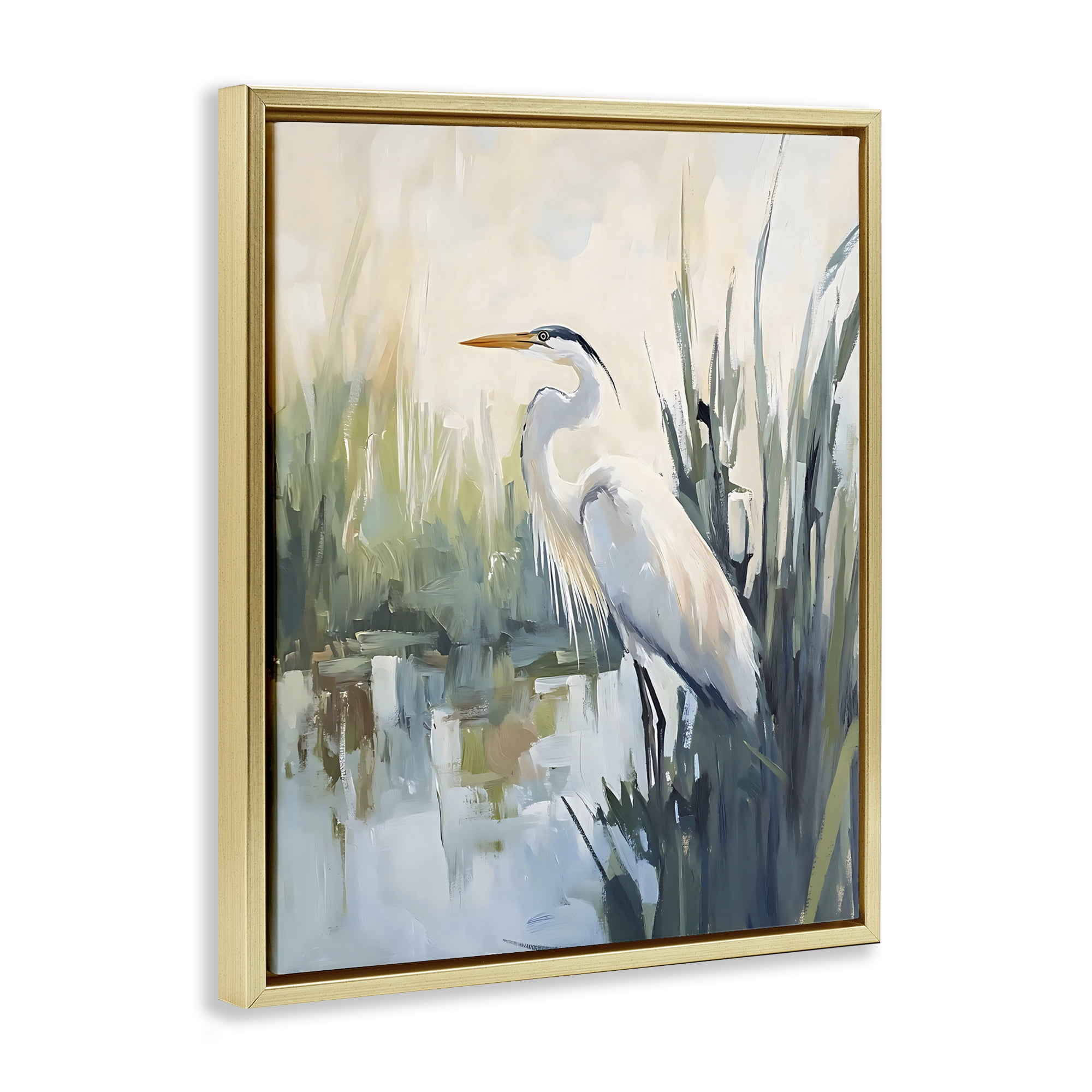 Stupell Industries King Of The Marsh Gold Framed Floater Canvas Wall Art, design by Creative Studio