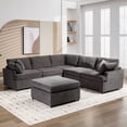 thumbnail image 2 of Sectional Couches for Living Room, Convertible Sectional Sofa U Shaped Couch with Removable Ottomans & 4 Throw Pillows, Comfy Sofa Couch in Polyester, 6-Seat Sofas for Apartment, Small Spaces, Grey, 2 of 8