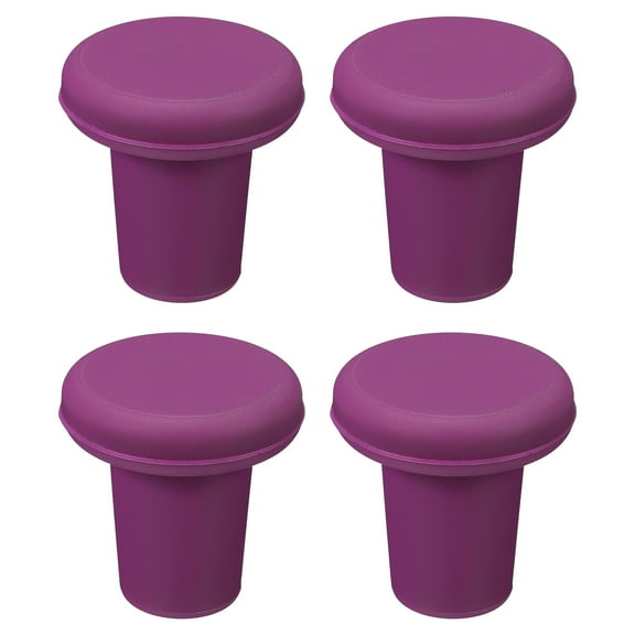 Uxcell T-shaped Reusable Silicone Wine Bottle Stoppers Caps Purple 4 Pack