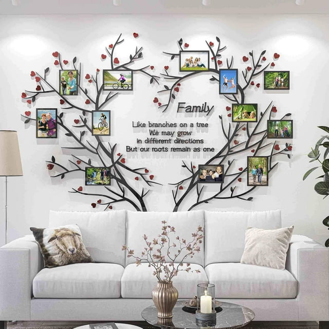 Pegatinas acrílicas 3D DecorSmart con forma de árbol genealógico para decoración de pared, 152 x 104 cm