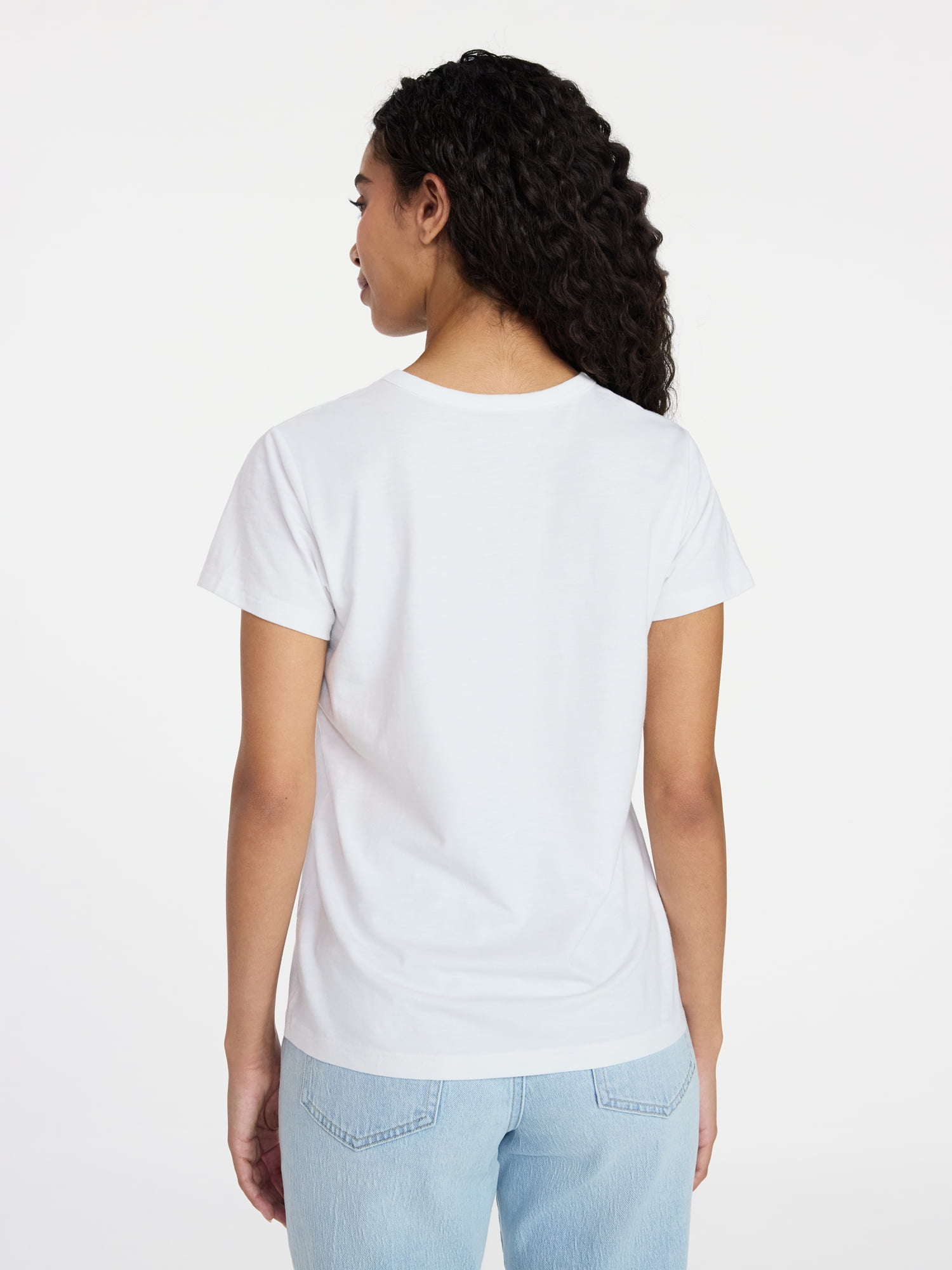 Time and Tru Women's Slub Crewneck Tee with Short Sleeves, Sizes 1X-4X